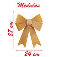 Kit 6 Enfeites árvore Natal Laço Dourado Veludo 27cm - 2