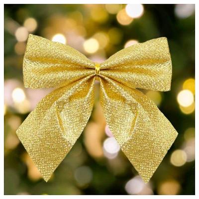 Kit 20 Peças Enfeite árvore Natal Laço Lacinho Dourado Glitter Brilhante 9cm