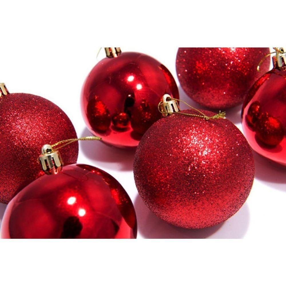 Kit 12 Bolas Vermelhas Enfeite Natalino árvore Natal 50mm - 2