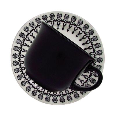 Kit 4 Xícaras Com Pires Donna Folk Oxford Cerâmica 180ml