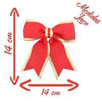 Kit 10 Peças Enfeite árvore Natal Laço Lacinho Vermelho Dourado Brilhante 14cm - 2