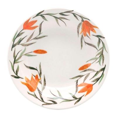 Kit 6 Pratos Fundos Biona Lírios Oxford Cerâmica 21,5 Cm