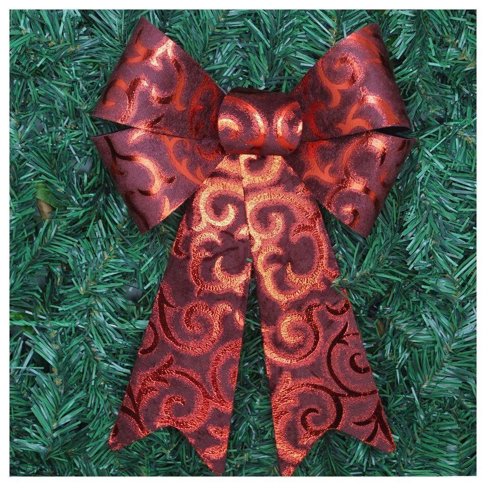 Enfeite árvore Natal Laço Vermelho Camurça 31 Cm - 1