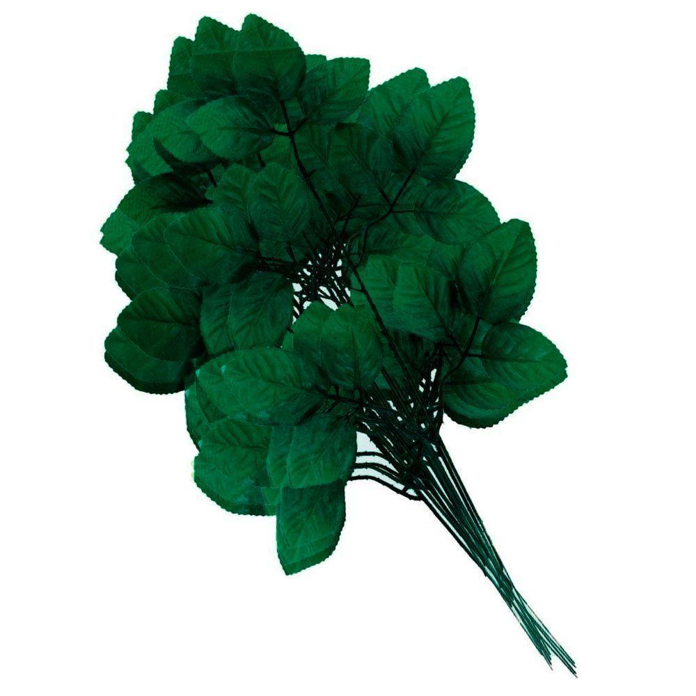 36 Ramos Decoração Arranjo Folhas De Rosa Artificial Planta Plástico 5 Galhos Cada 47cm - 1