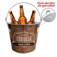 Balde De Gelo Para Cerveja Estampado Em Metal Galvanizado Com Abridor 7,6 Litros - 1