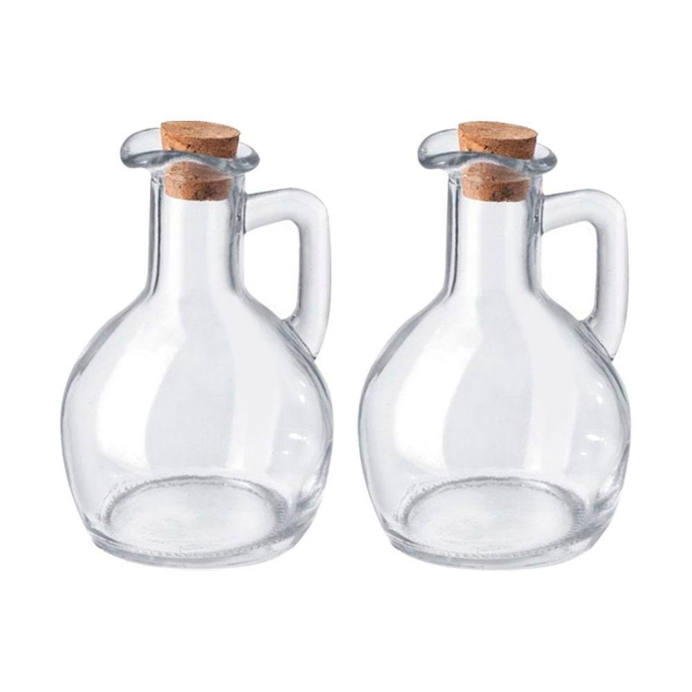 Kit 2 Galheteiros De Azeite Vinagre Vidro Com Tampa Cortiça 180ml - 1
