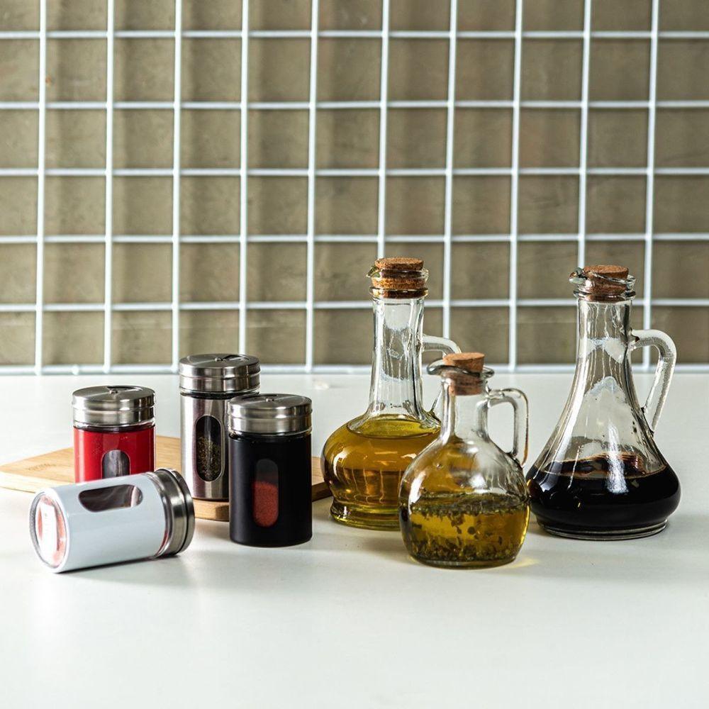 Kit 2 Galheteiros De Azeite Vinagre Vidro Com Tampa Cortiça 180ml - 2