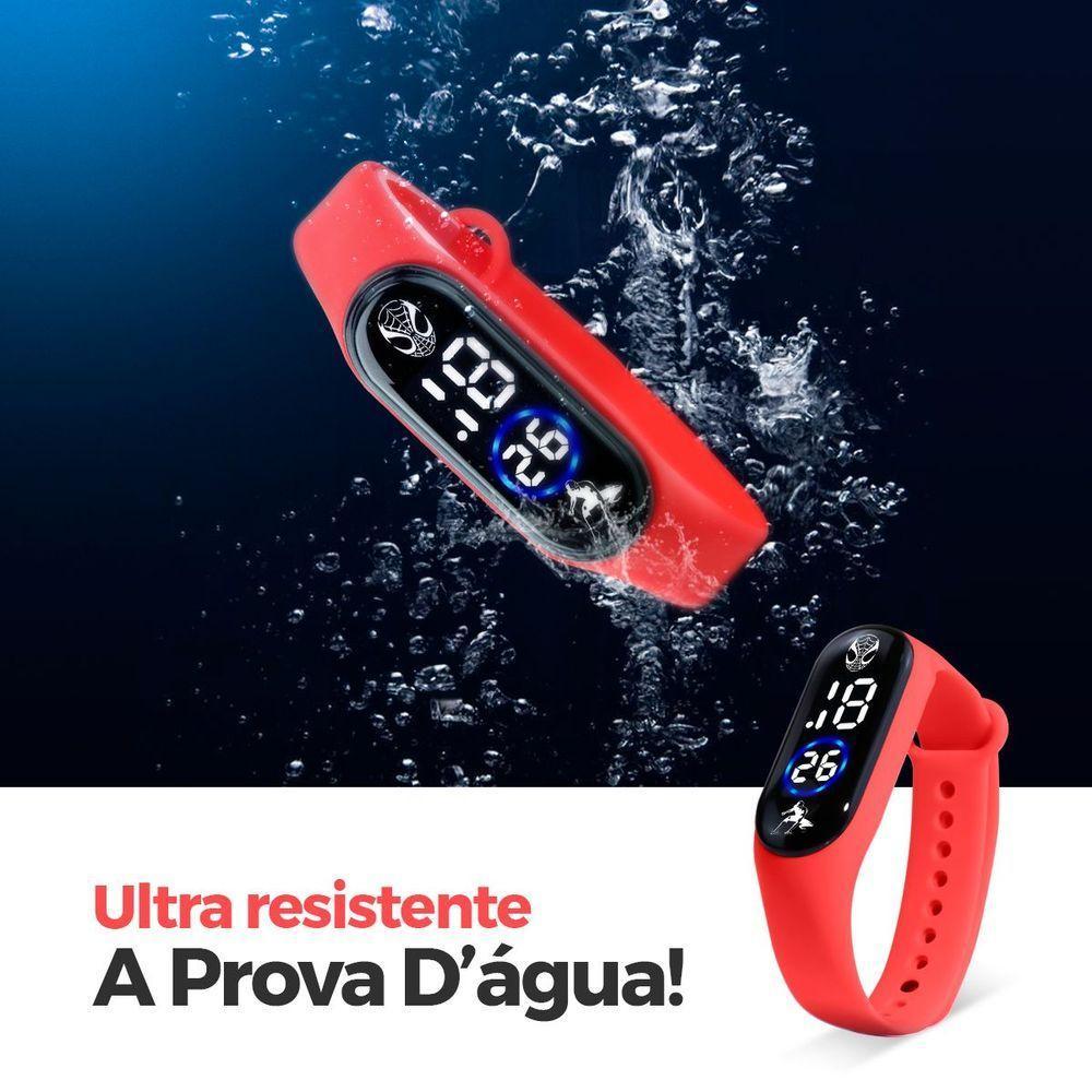 Relogio Preto Digital Homemaranha + Sol Oculos Uv Protecao Resistente Qualidade Premium Vermelho - 2