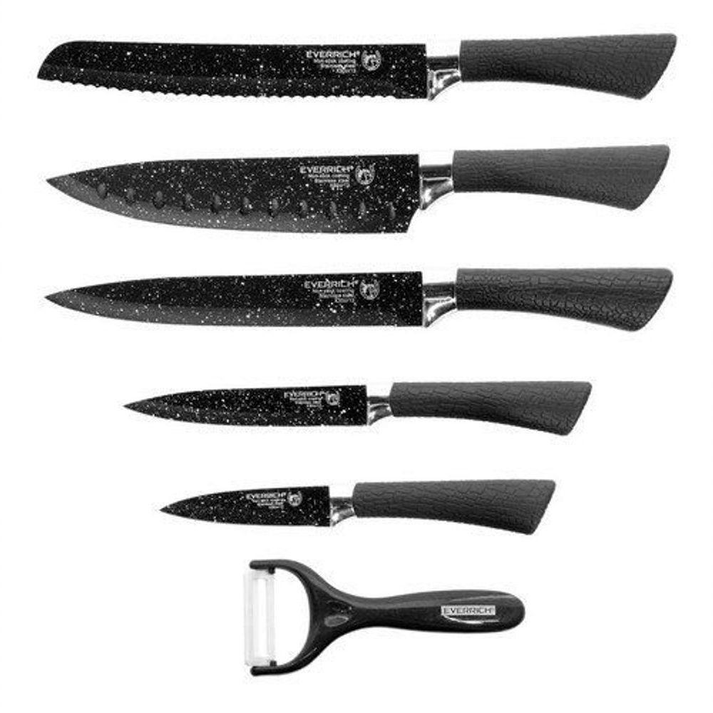 Kit Jogo De Facas Conjunto Faqueiro Antiaderente Everrich 6 Peças - 1