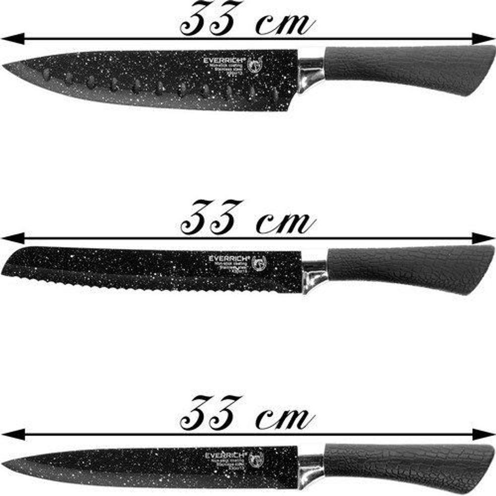 Kit Jogo De Facas Conjunto Faqueiro Antiaderente Everrich 6 Peças - 2