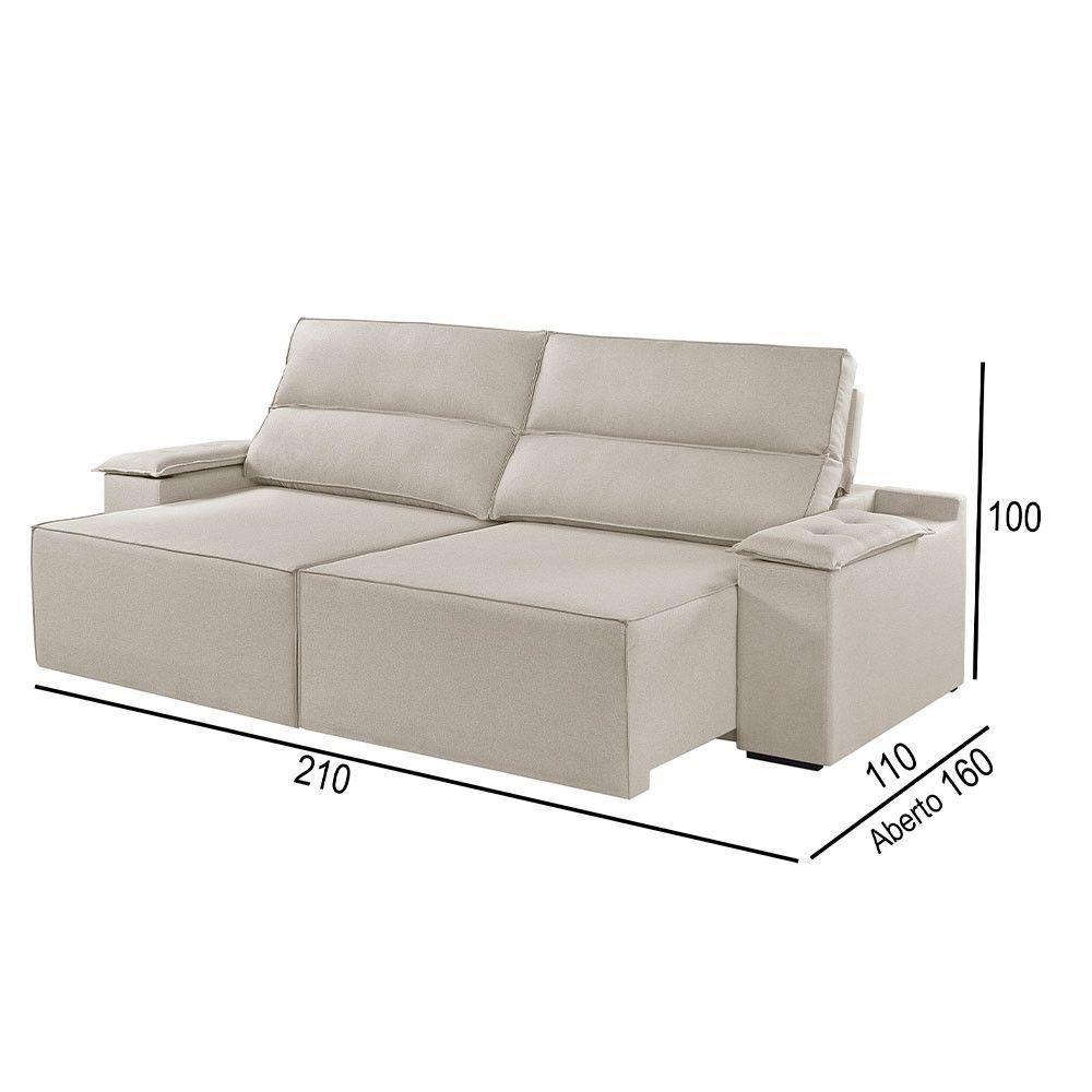 Sofá 2 Lugares Retrátil E Reclinável Martins M-180 Veludo Creme - 3