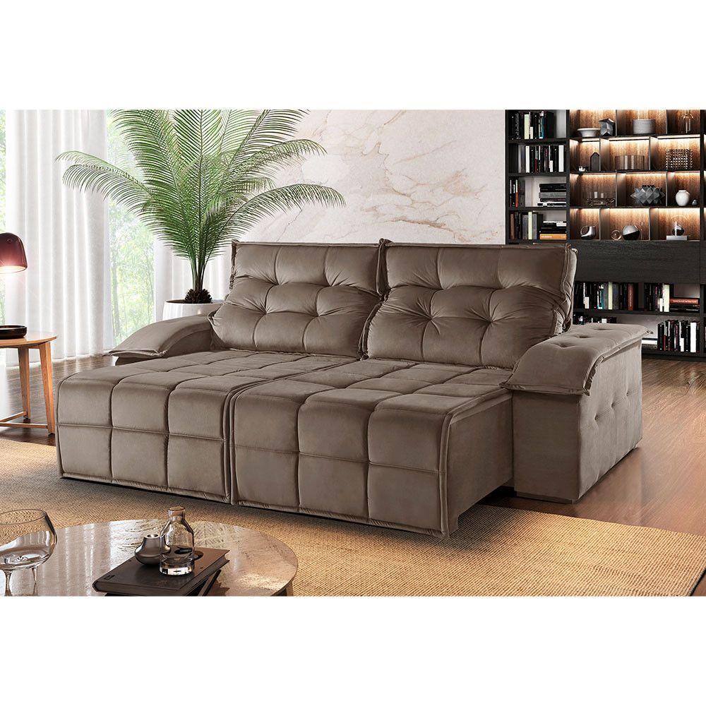 Sofá 2 Lugares Retrátil E Reclinável Martins M-122 Veludo Bege - 2