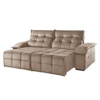 Sofá 2 Lugares Retrátil E Reclinável Martins M-122 Veludo Bege - 1