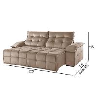 Sofá 2 Lugares Retrátil E Reclinável Martins M-122 Veludo Bege - 3