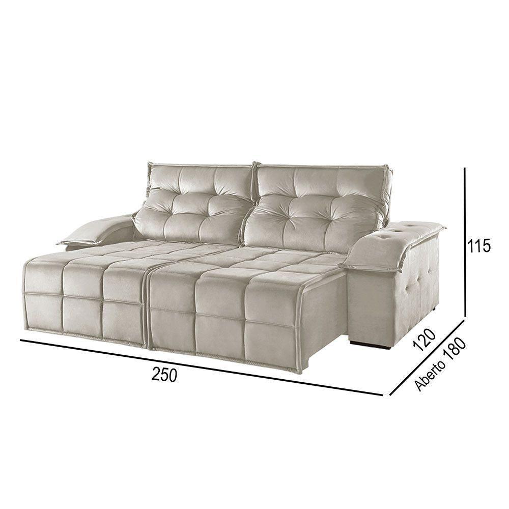 Sofá 4 Lugares Retrátil E Reclinável Martins M-122 Veludo Creme - 3