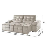 Sofá 4 Lugares Retrátil E Reclinável Martins M-122 Veludo Creme - 3