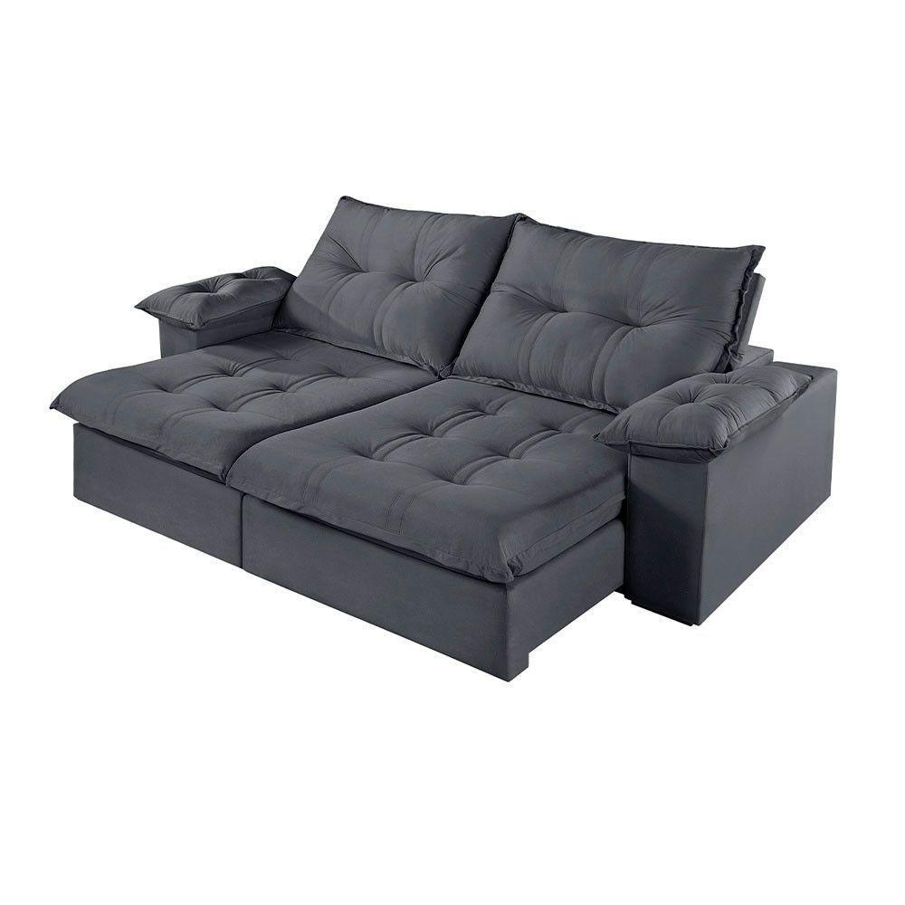 Sofá 2 Lugares Retrátil E Reclinável Martins M-183 Veludo Grafite - 1