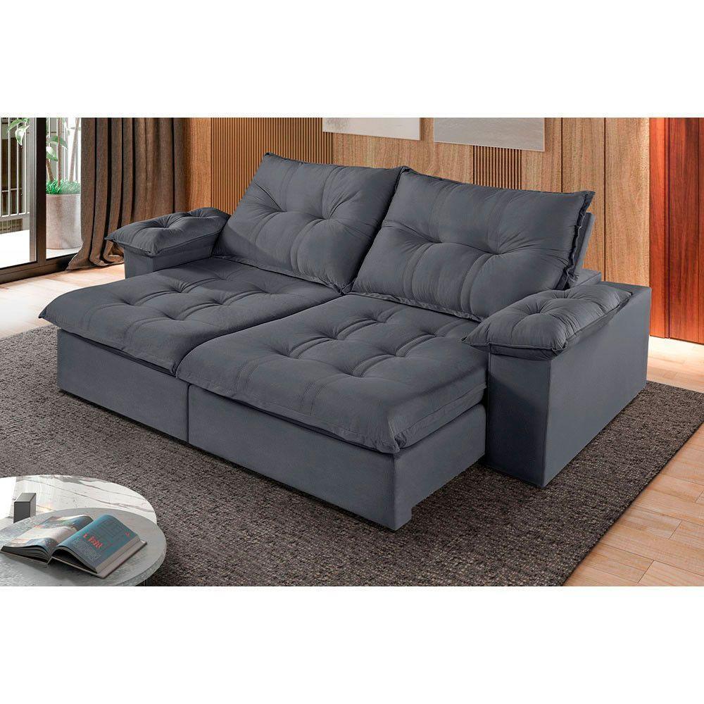 Sofá 2 Lugares Retrátil E Reclinável Martins M-183 Veludo Grafite - 2