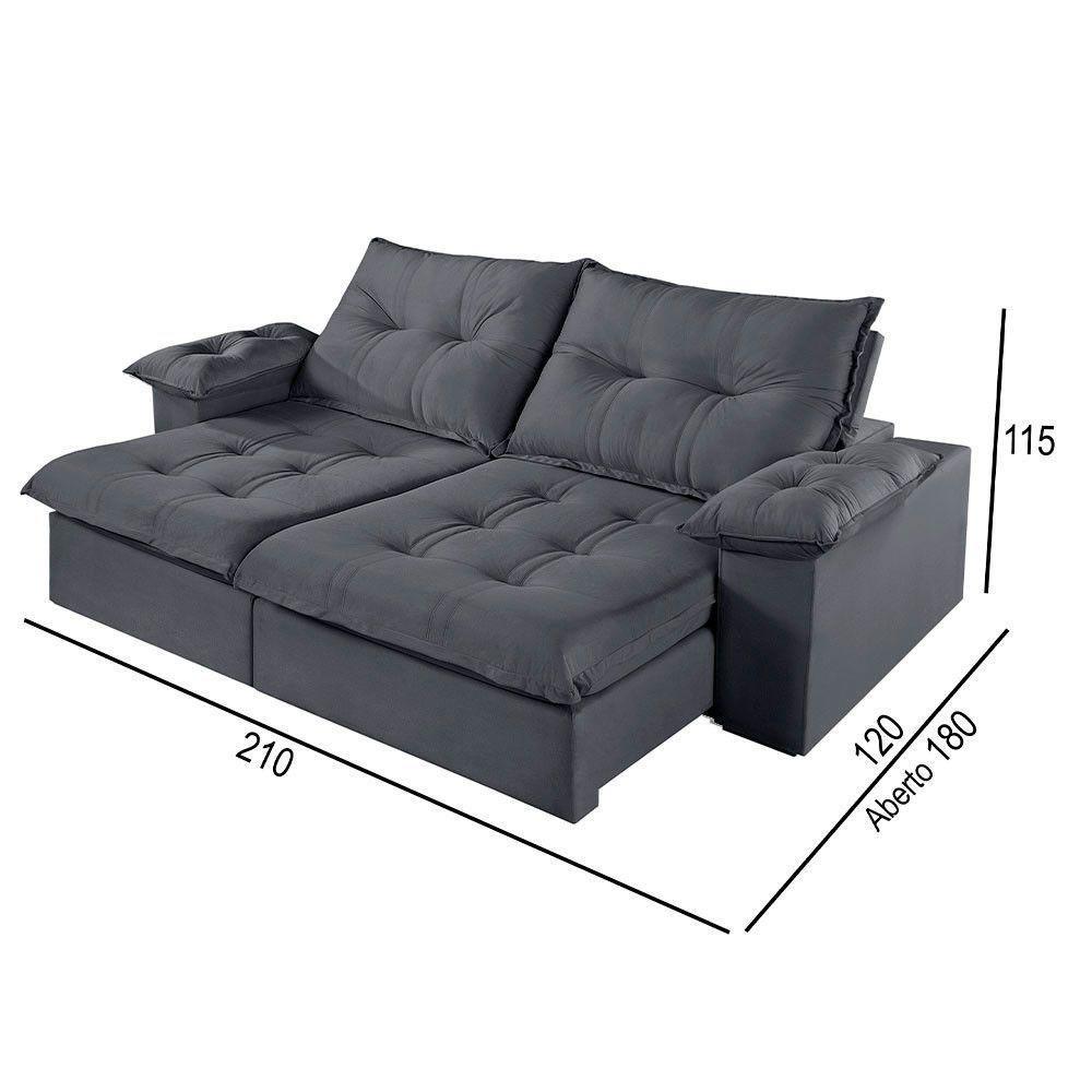 Sofá 2 Lugares Retrátil E Reclinável Martins M-183 Veludo Grafite - 3