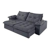 Sofá 2 Lugares Retrátil E Reclinável Martins M-183 Veludo Grafite - 1