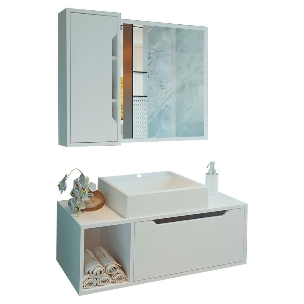 Conjunto 3 Peças Para Banheiro Bn3600x44x45 Branco Tecno Mobili Branco - 1