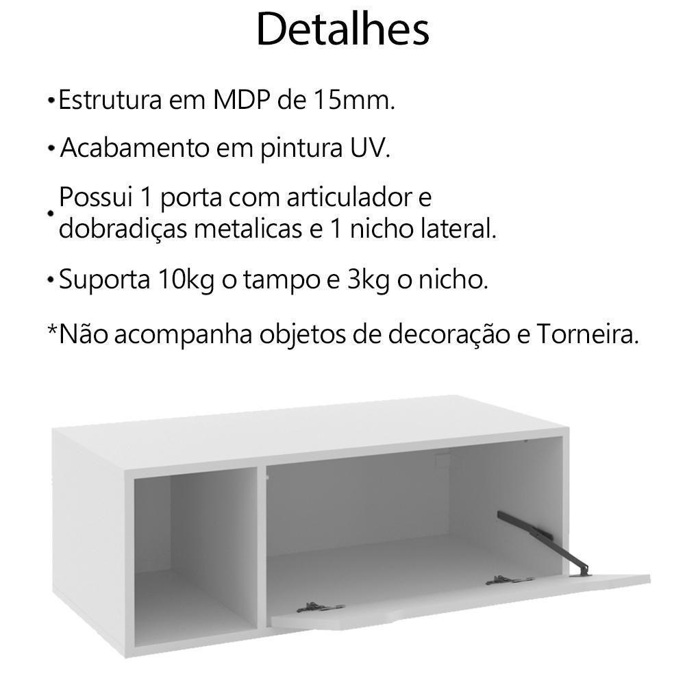 Conjunto 3 Peças Para Banheiro Bn3600x44x45 Branco Tecno Mobili Branco - 10