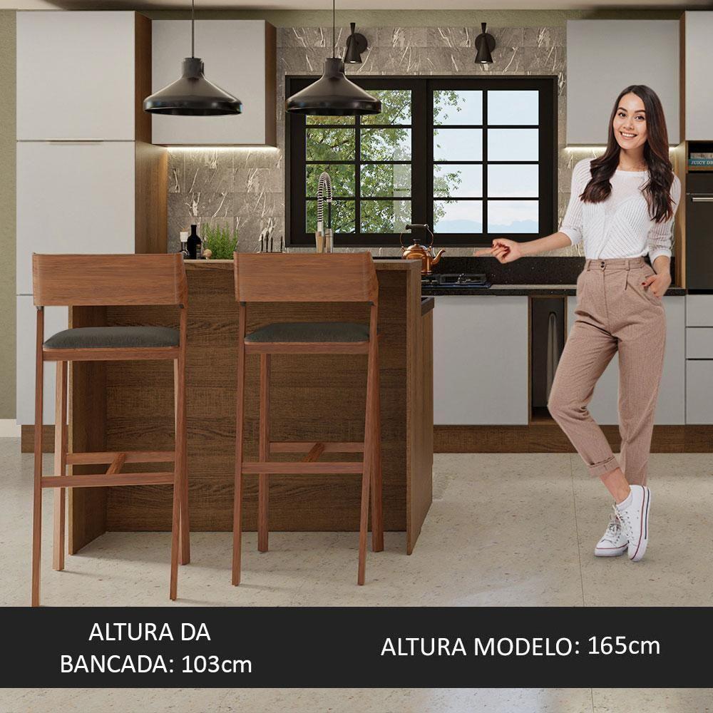 Ilha Cozinha Com Bancada E Balcão 120 Cm Rustic/branco - 6