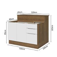 Ilha Cozinha Com Bancada E Balcão 120 Cm Rustic/branco - 7