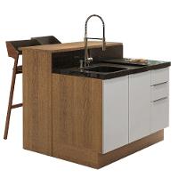 Ilha Cozinha Com Bancada E Balcão 120 Cm Rustic/branco - 8