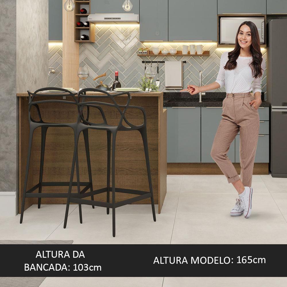 Ilha Cozinha Com Bancada E Balcão 120cm Rustic/Cinza - 7