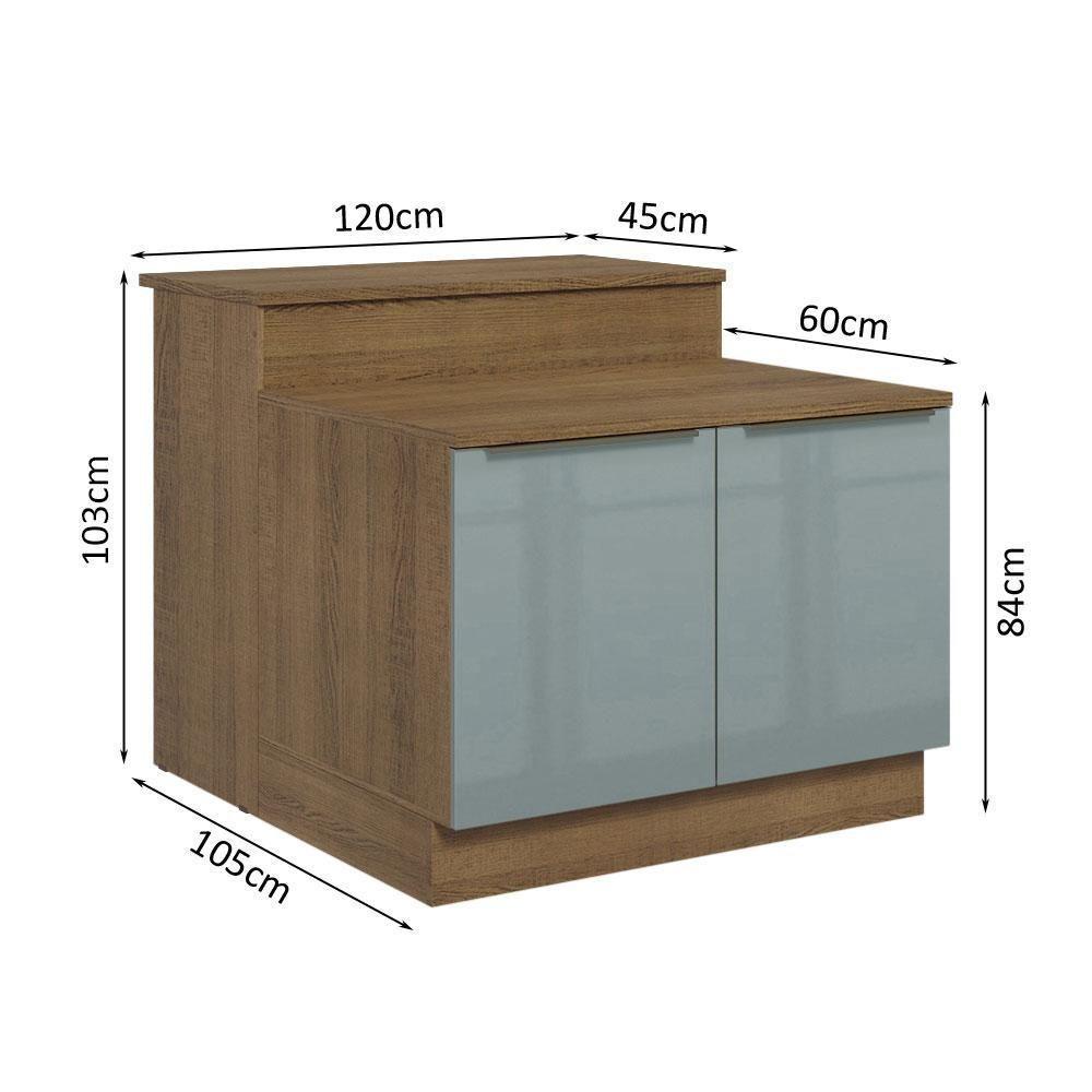 Ilha Cozinha Com Bancada E Balcão 120cm Rustic/Cinza - 8