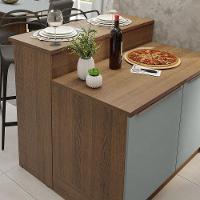 Ilha Cozinha Com Bancada E Balcão 120cm Rustic/Cinza - 5