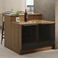 Ilha Cozinha Com Bancada E Balcão 120cm Rustic/Preto - 1