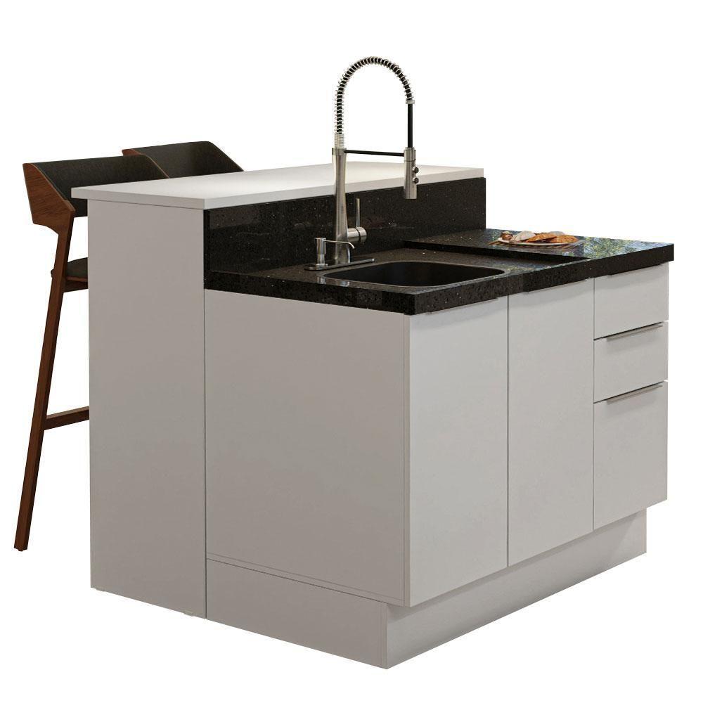 Ilha De Cozinha Com Bancada E Balcão 120 Cm Branco - 7