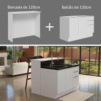 Ilha De Cozinha Com Bancada E Balcão 120 Cm Branco