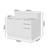 Ilha De Cozinha Com Bancada E Balcão 120 Cm Branco - 6