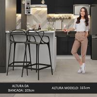 Ilha Cozinha Com Bancada E Balcão 120cm Branco/Preto - 6