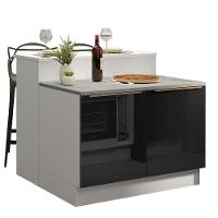 Ilha Cozinha Com Bancada E Balcão 120cm Branco/Preto - 8