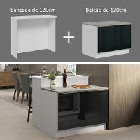Ilha Cozinha Com Bancada E Balcão 120cm Branco/Preto - 9