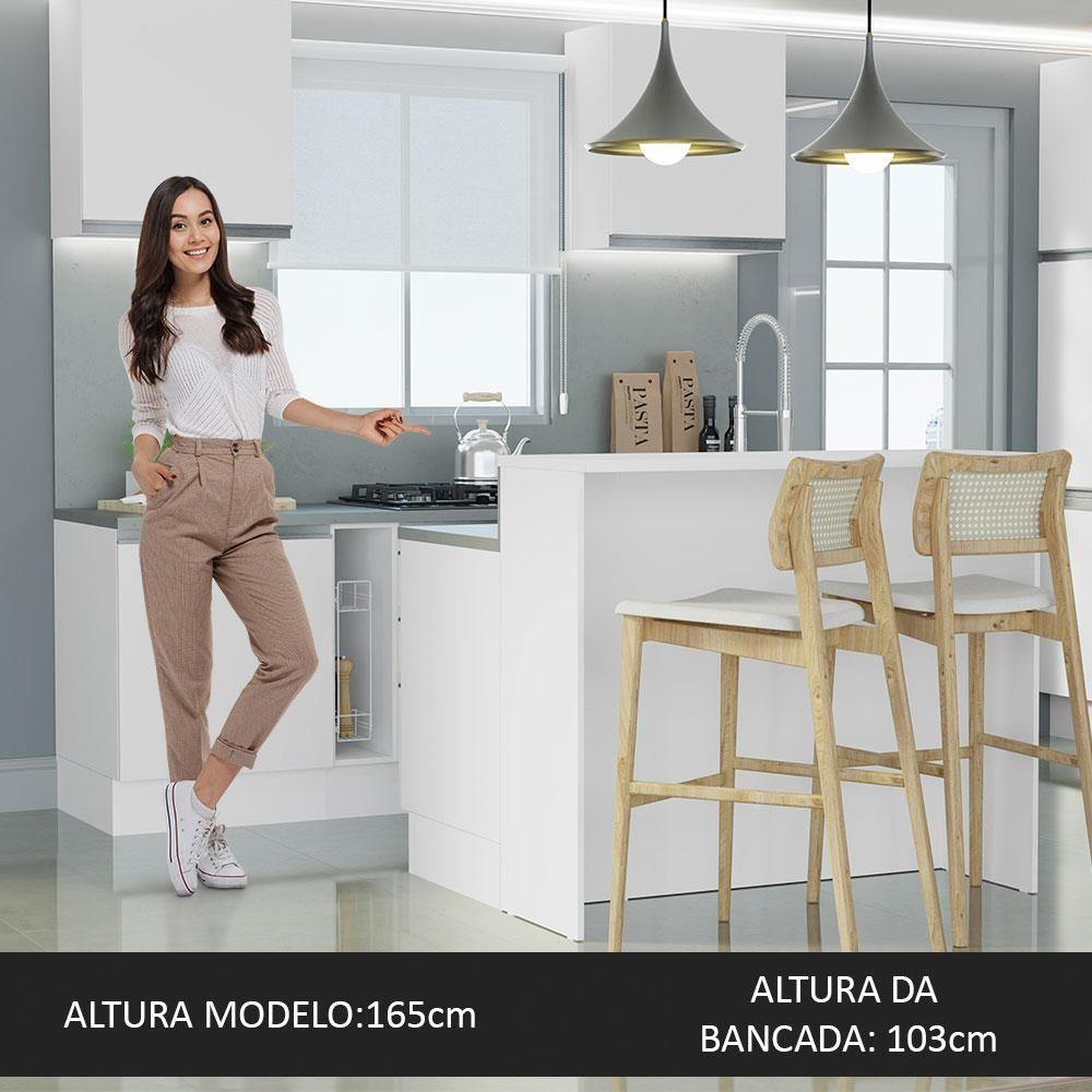 Ilha De Cozinha Com Bancada E Balcão 120 Cm Branco - 6