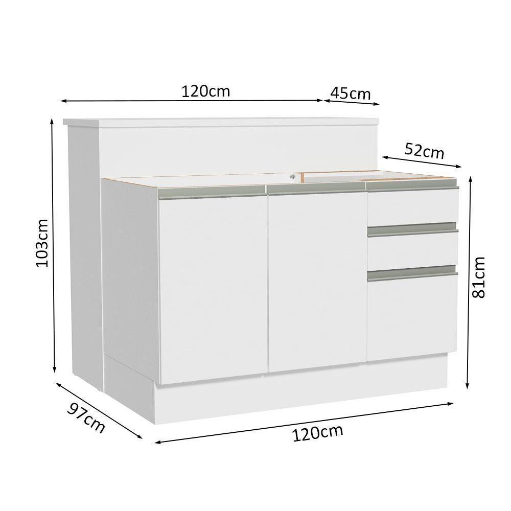Ilha De Cozinha Com Bancada E Balcão 120 Cm Branco - 7