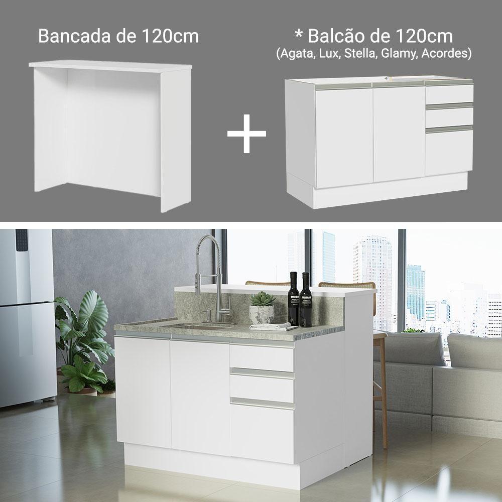 Ilha De Cozinha Com Bancada E Balcão 120 Cm Branco - 9