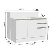 Ilha De Cozinha Com Bancada E Balcão 120 Cm Branco - 7