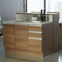 Ilha De Cozinha Com Bancada E Balcão 120 Cm Rustic - 1