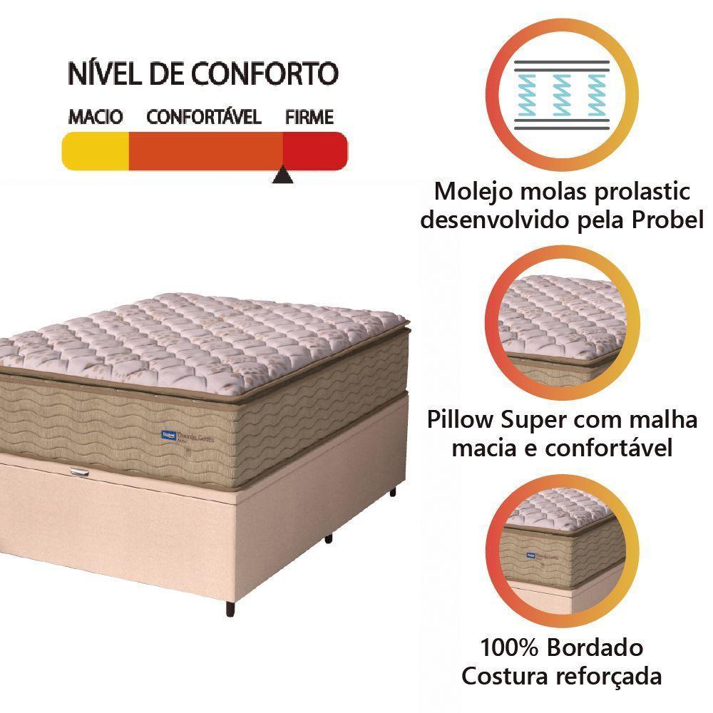 Cama Box Baú Colchão Casal Probel Molas Guarda Costas Max 138x81cm Branco/bege Bege - 2