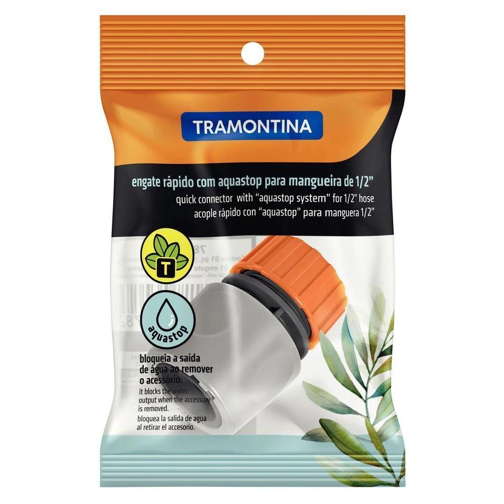 Engate Rapido Com Aquastop Para Mangueira 1-2 - Tramontina - 1