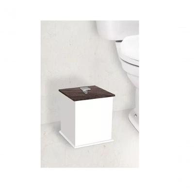 Lixeira Quadrada Branco-amendoa - Fabribam