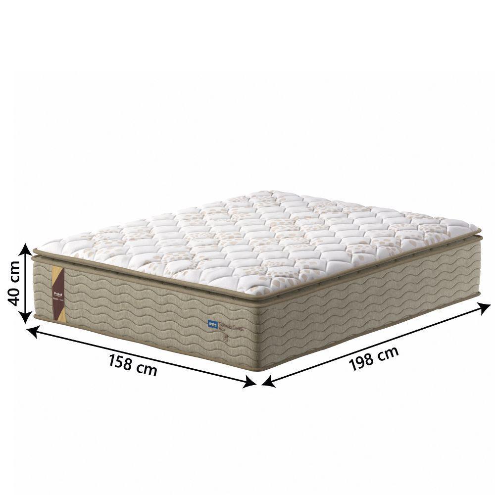 Cama Box Baú Colchão Casal Queen Probel Molas Guarda Costas Max Pillow Top 158x198x81cm Bege-Branco Suporta até 180kg por Pessoa - 6
