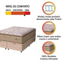 Cama Box Baú Colchão Casal Queen Probel Molas Guarda Costas Max Pillow Top 158x198x81cm Bege-Branco Suporta até 180kg por Pessoa - 2