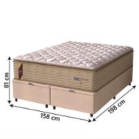 Cama Box Baú Colchão Casal Queen Probel Molas Guarda Costas Max Pillow Top 158x198x81cm Bege-Branco Suporta até 180kg por Pessoa - 3